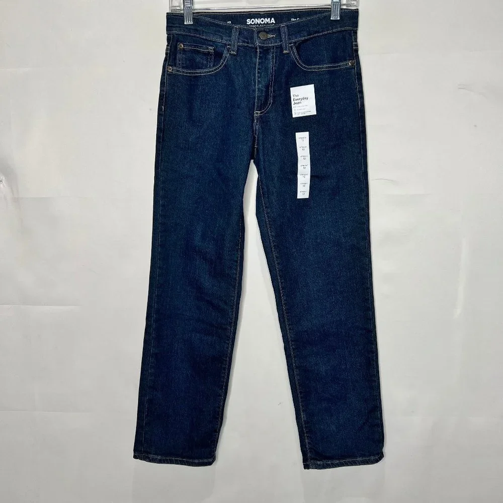 NWT Sonoma Boy’s Jeans sz 12 Everyday Dark Wash Straight Pants Adjustable Waist